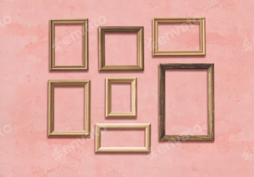 Preview: Old Wooden Frames On Pink Wall