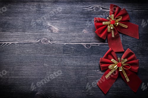 Preview: Christmas Knots On Wooden Board Copy Space Holidays Concept.