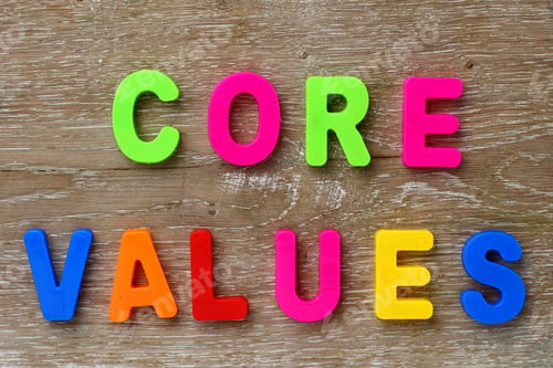 Preview: Text Made In Multicolored Magnetic Letters. Core Values