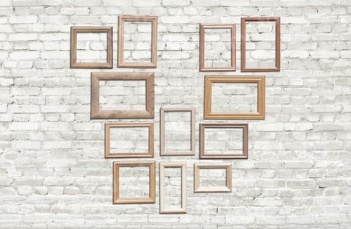 Preview: Old Photo Frames On Brick Wall