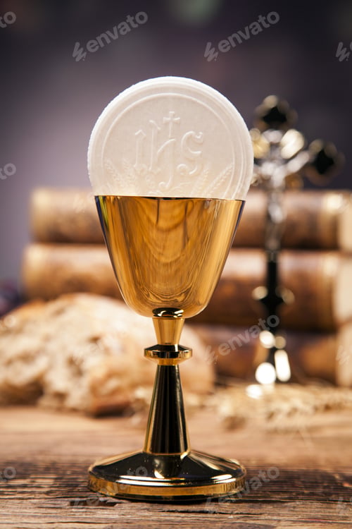 Preview: Sacred Objects, Bible, Bread And Wine.