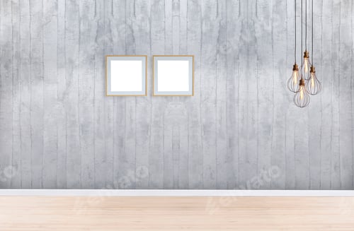 Preview: Empty Room with Gray Wall and Light Fixture