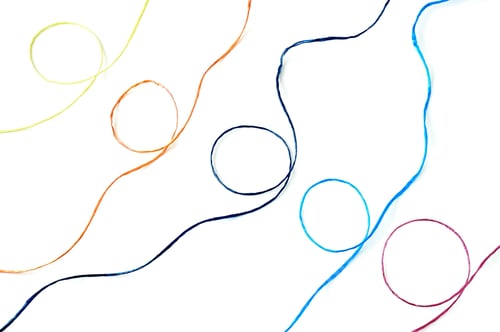 Preview: Five Different Colored Twine On A White Background
