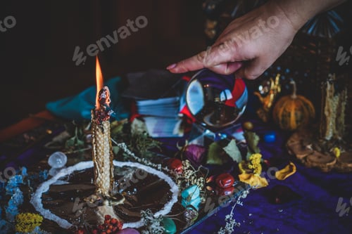 Preview: Wax Casting, Wicca Or Pagan Magic, Witch Ritual, Mystical Background, Love Magic, Concept Of