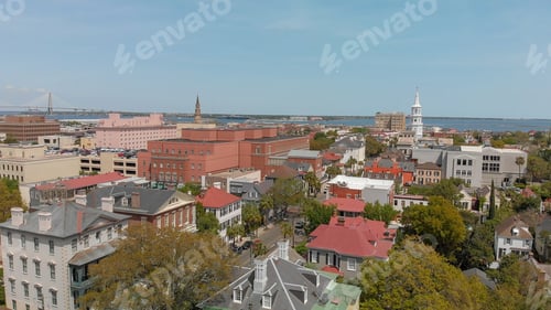 Preview: Aerial View Of Savannah Skyline From City Center, Georgia, Usa