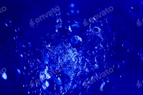 Preview: Abstract Toned Blue Background With Bubbles Of Water, Wallpaper Blank, Substrate For Text Or