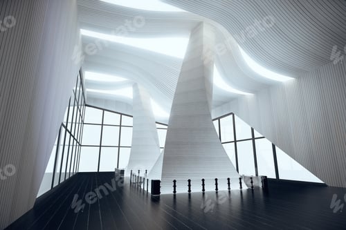 Preview: Modern Empty White Interior, 3D Render