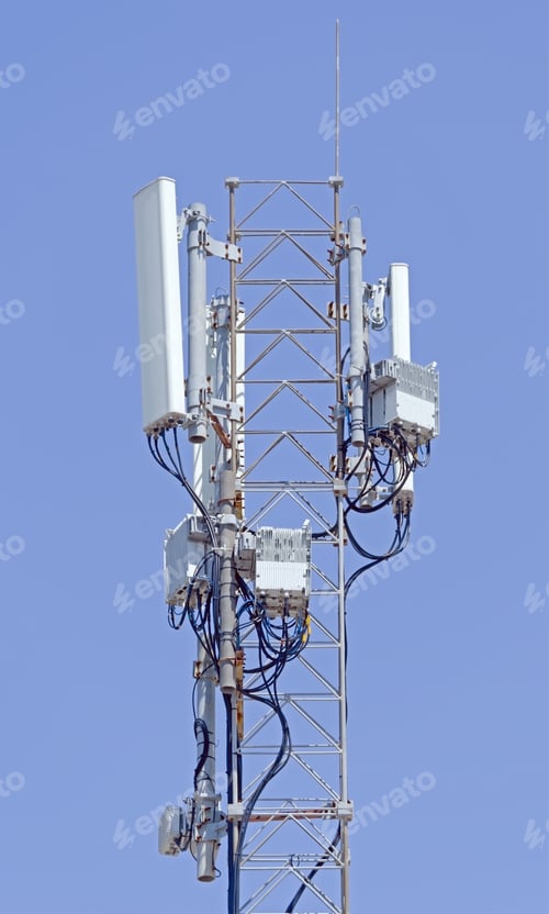 Preview: Tower With Aerials Of Cellular On A Background Mountains And Blue Sky
