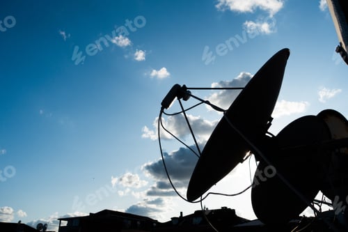 Preview: Tv Satellite Dishes On The Roofs - Silhouette