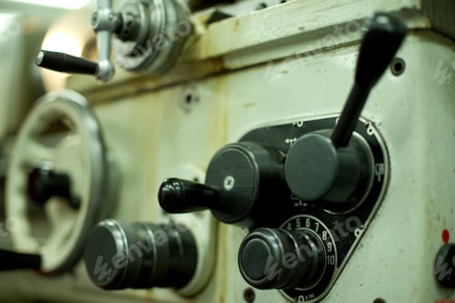 Preview: Lathe Machine For Metal Cutting, Machinery Center Background.