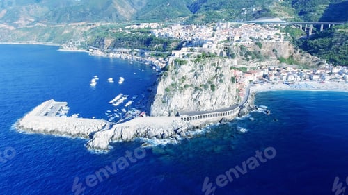 Preview: Aerial View Of Scilla, Calbria Coastline, Italy.