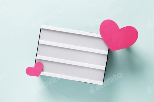 Preview: Decorative Hearts On A Blue Background. Valentine'S Day Decor Concept. February 14