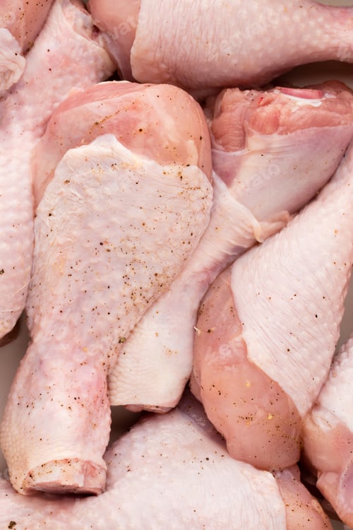 Preview: Fresh Chicken Meat On Plate.With Spices.