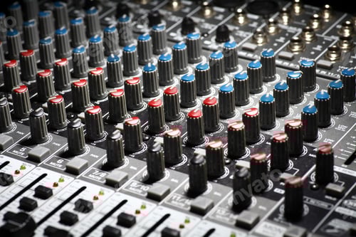 Preview: Sound Mixing Board Knobs and Controls Close-Up
