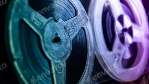 Preview: Old Tape Recroder,, Neon Lights, Close Up