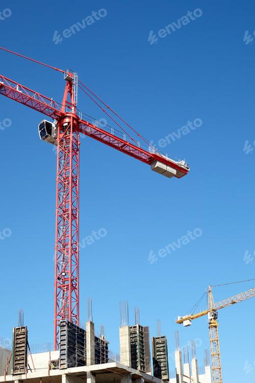 Preview: A New Building Is Being Constructed With Use Of Tower Cranes.