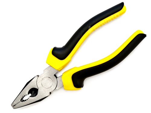 Preview: Pliers With Yellow Handles Against The White Background