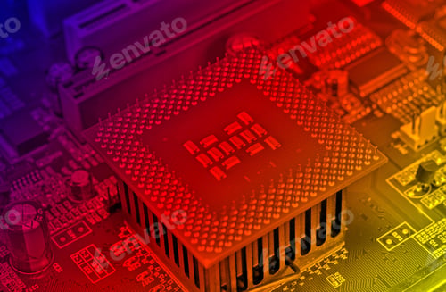 Preview: Macro View Of Cpu Pins And Circuit Mother Board