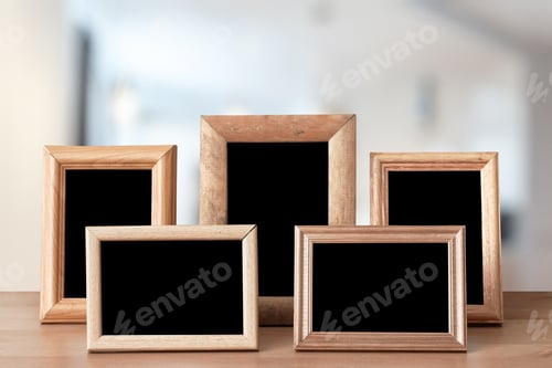 Preview: Photo Frames On The Wooden Table In The Living Room