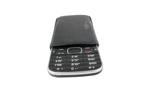 Preview: Mobile Phone In Leather Case Isolated On White Background