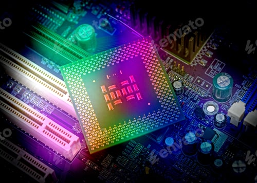 Preview: Macro View Of Cpu Pins And Circuit Mother Board