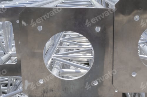 Preview: Stack Of New Metal Trusses For Mounting The Stage