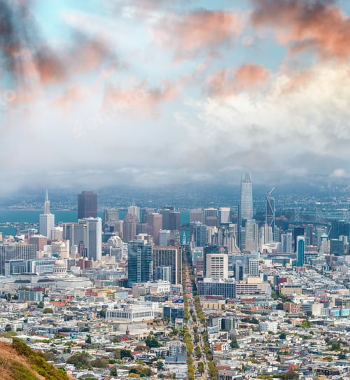 Preview: Aerial View Of San Francisco Skyline On A Beautiful Sunny Summer Day.