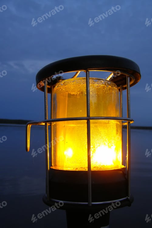 Preview: Switching On Yellow Lantern On The Board Of Yacht In A Night Time