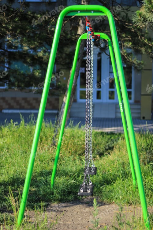 Preview: Children'S Swing On Chains In The Park