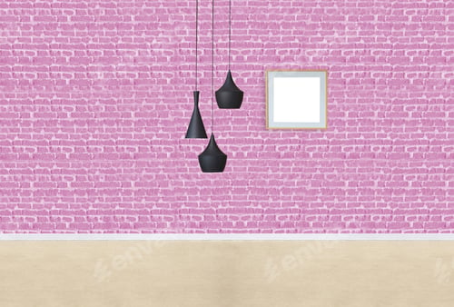 Preview: Pink Brick Wall with Lamps and Frame