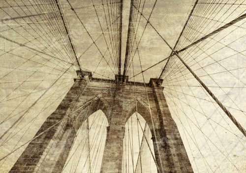 Preview: Vintage Photo Of Brooklyn Bridge In New York City.
