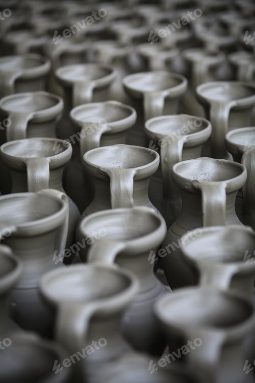 Preview: Color Image Of Some Pottery Left Out To Dry.