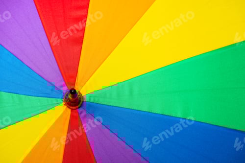 Preview: Details Of A Rainbow Coloured Umbrella.