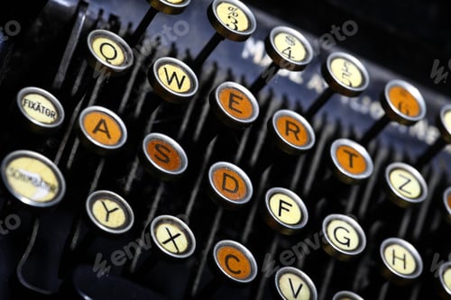 Preview: Color Horizontal Detail Of The Keyboard Of An Old Typewriter.