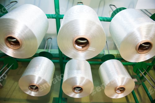 Preview: Industrial Fabric Production Line. Weaving Looms At A Textile Factory