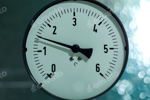Preview: Gas Pressure Gauge On Technical And Machine Background.