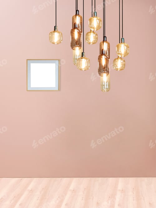 Preview: Modern Lighting Fixtures with a Blank Picture Frame