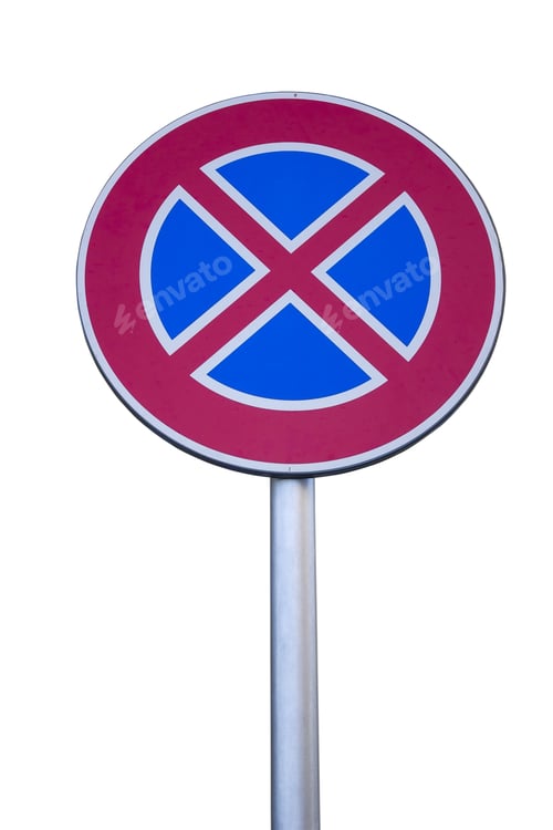 Preview: Traffic Sign For No Stopping And Parking Isolated On White Background With Clipping Path