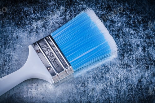 Preview: Paint Brush On Scratched Metallic Background Construction Concept.