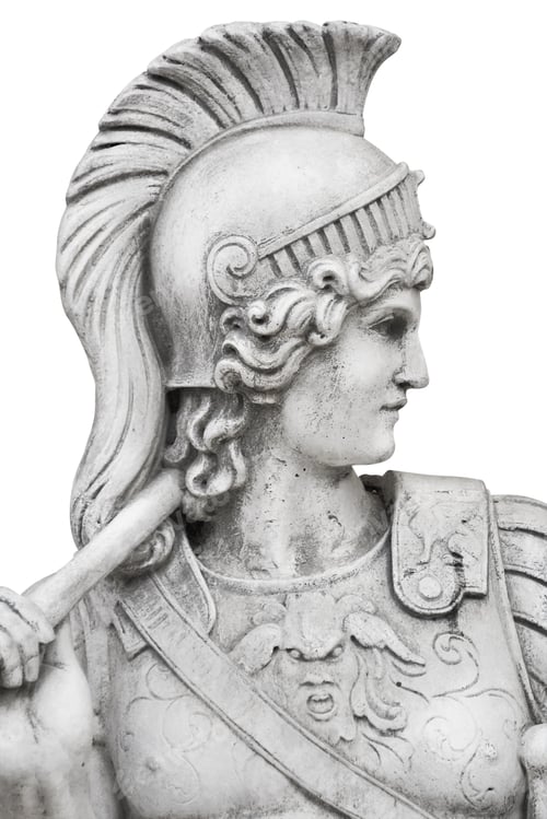 Preview: Sculptural Portrait Of Warrior Over The White Background
