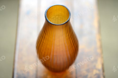 Preview: Amber Glass Fluted Vase With Flowers In A Room