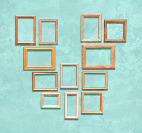 Preview: Old Wooden Frames On Blue Wall