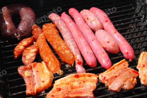 Preview: Summer Weekend With A Delicious Grilled Fresh Meat Closeup
