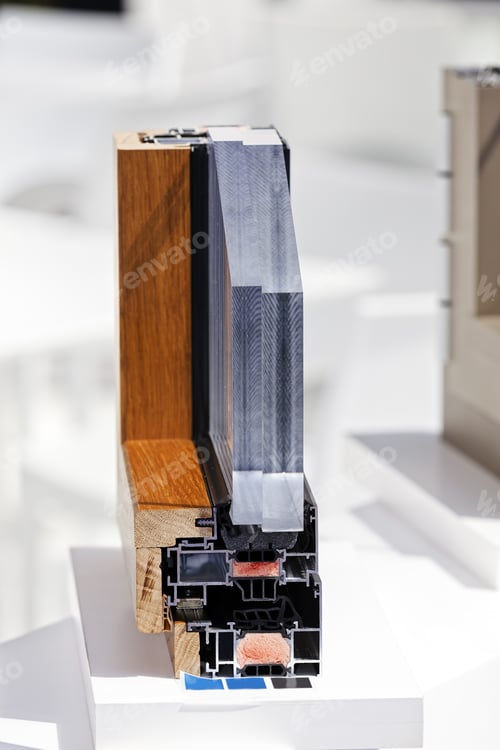 Preview: Cross Section Of Profile For Window With Wood And Aluminum