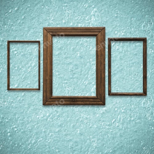Preview: Old Wooden Frames On Old Blue Wall