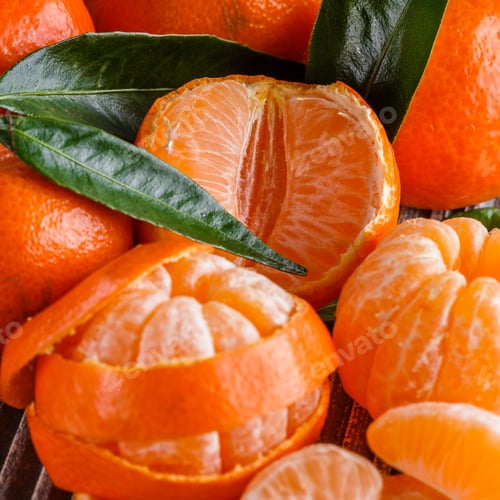 Preview: Juicy Mandarin On A Gray Wooden Rustic Background