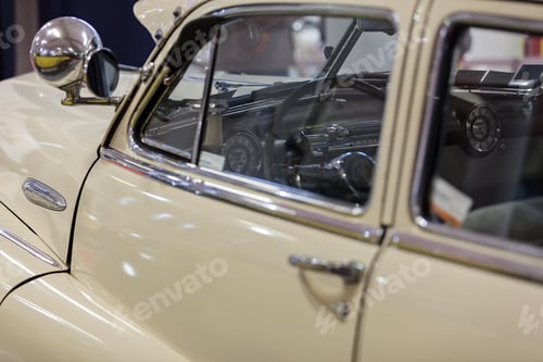 Preview: Door Handles Of Old-Timer With Door Lock, Note Shallow Depth Of Field