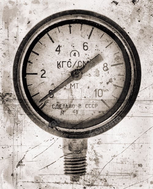 Preview: Air Pressure Gauge, Old Vintage Soviet(Made In Ussr), Pressure Gauge Stylised As Aged Old B&W