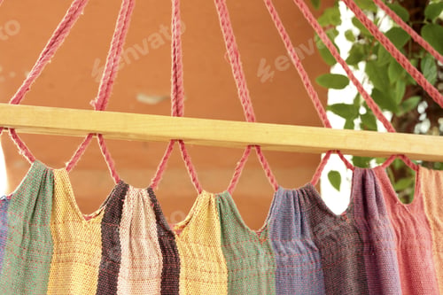 Preview: Detail Of A Fabric Hammock Hung In A Garden Of A House