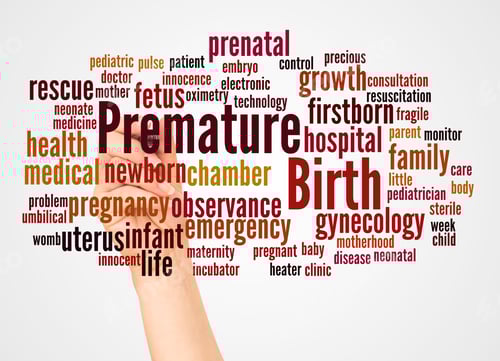 Preview: Premature Birth Word Cloud And Hand With Marker Concept On White Background.